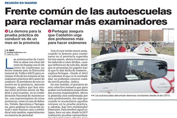 Frente común de las autoescuelas para reclamar más examinadores