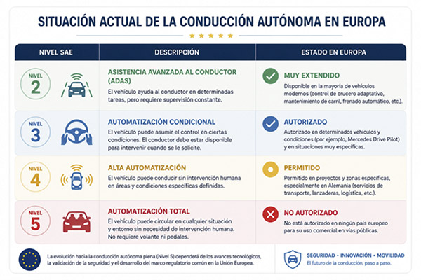 Conducción autónoma total en Europa